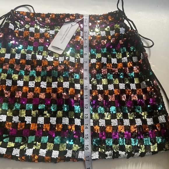 NWT AMYLYNN Sequin Mini Check Skirt - Picture 9 of 9